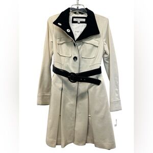Laundry by Design Cream and Black Trench Coat NWT